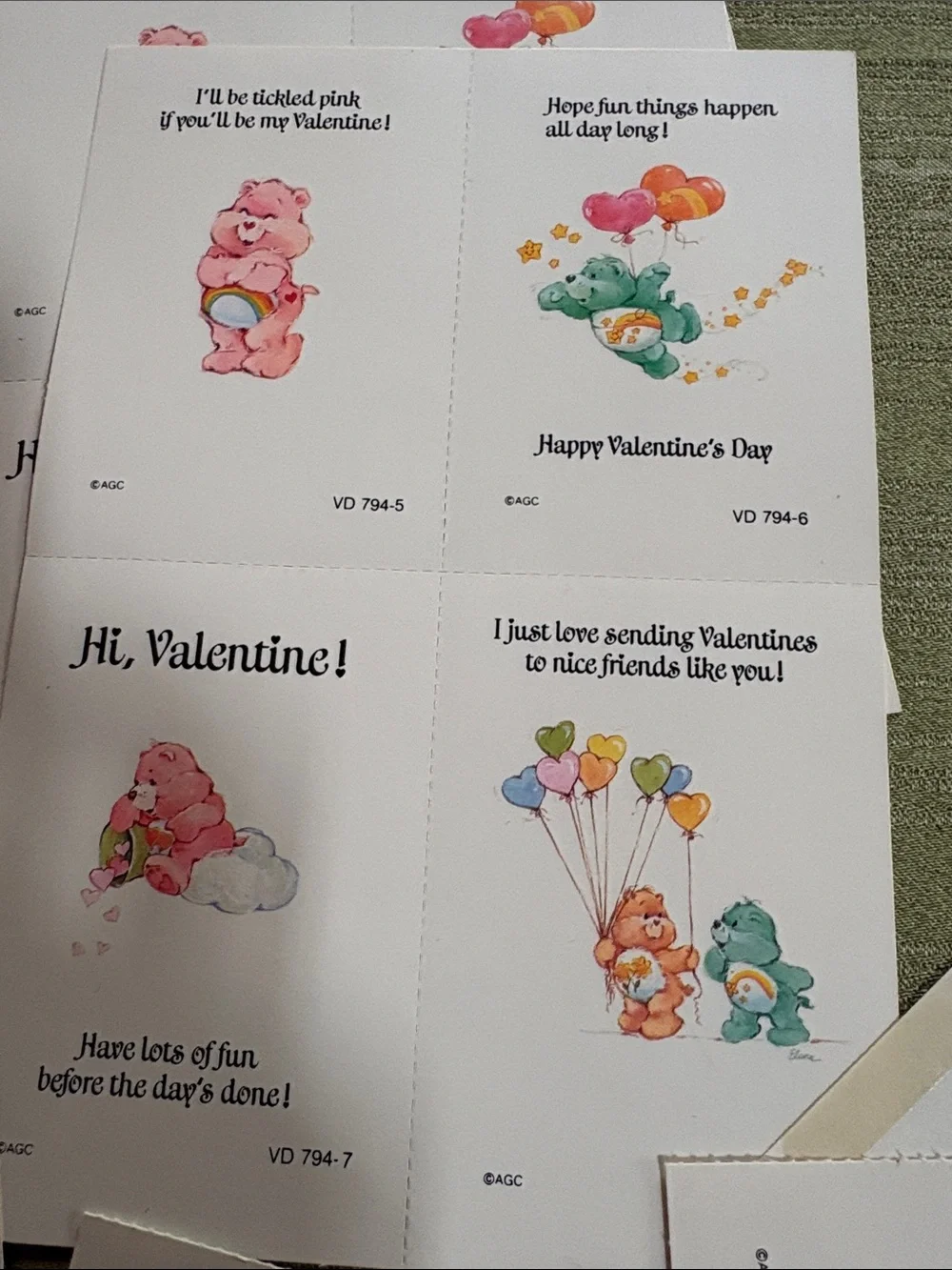 Vintage Care Bears 1980’s Valentine’s Day cards American Greeting envelopes 30